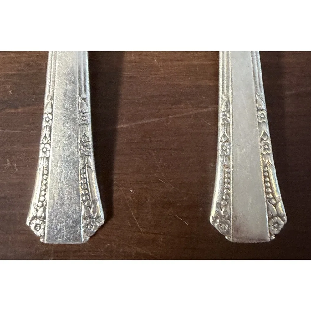 Oneida 1881 Rogers Floral Queen Silverplate Serving Spoons Set of 2 Vintage